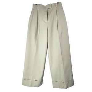 &OTHER STORIES Tailored Plated Wide leg Fold-Up Cuff Trouser in Tan Size 8 - NWT